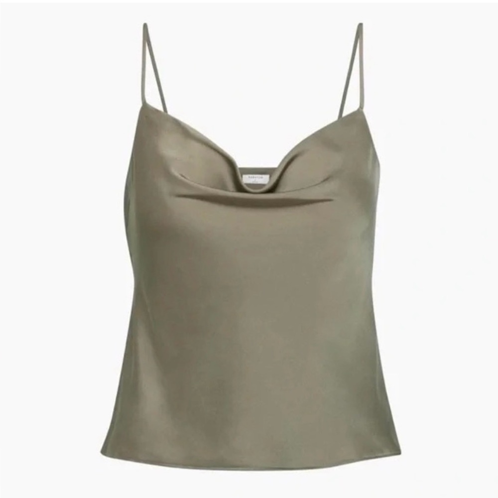 Babaton cowlneck satin cami Olive leaf xs